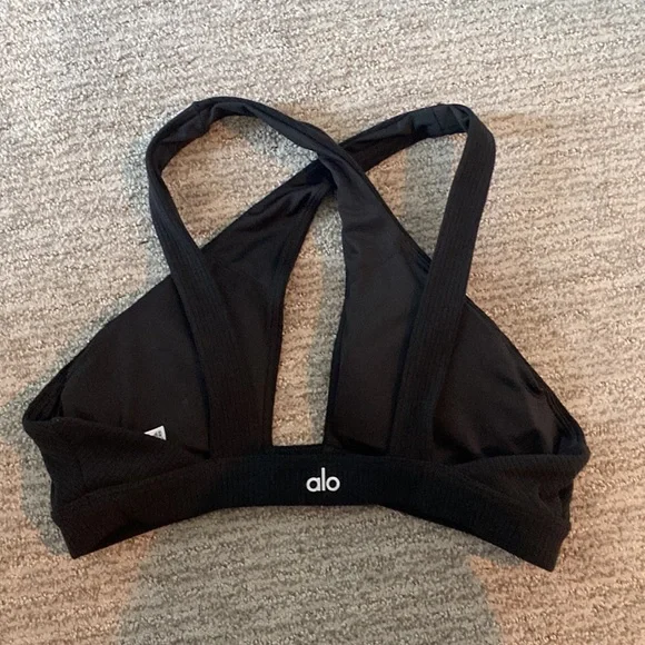 ALO Yoga Black cross front Sports Bra - Picture 3 of 6